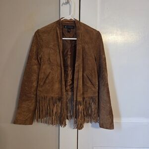 Leather Suede Fringed Jacket, Medium